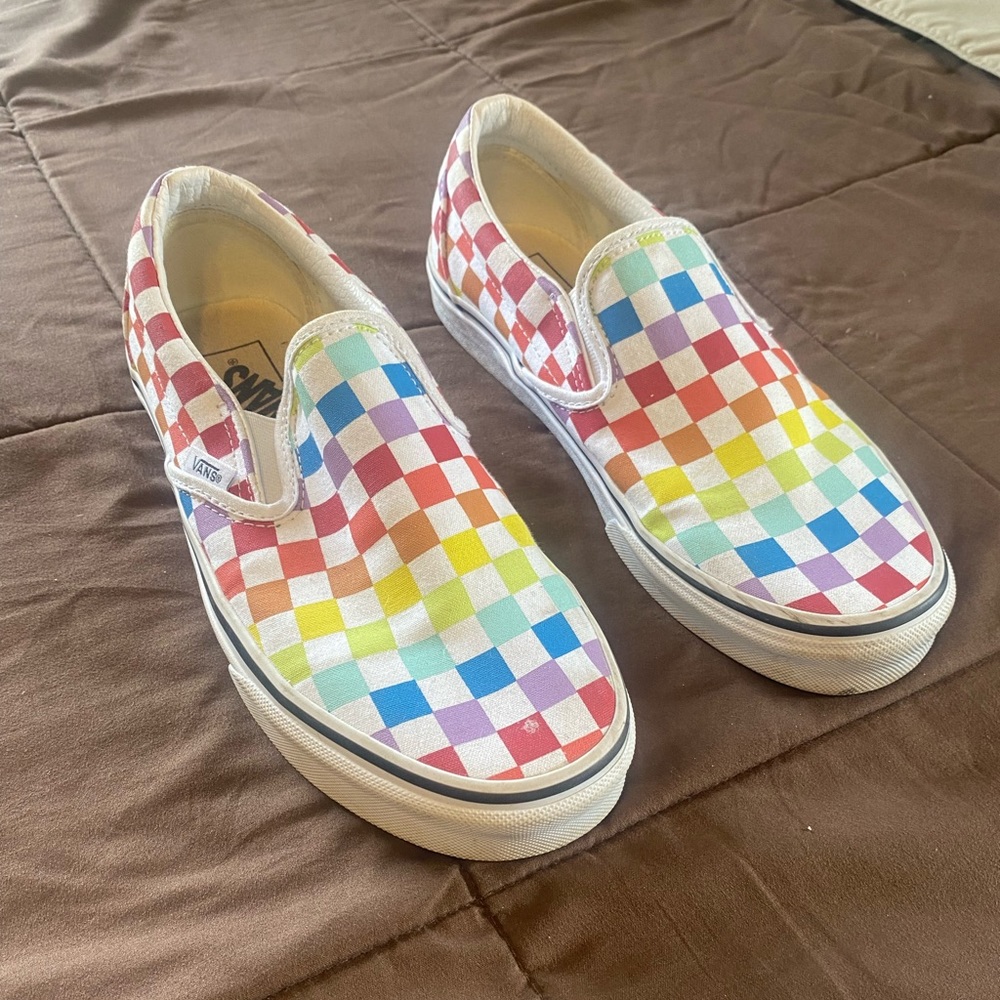 Rainbow checkered vans